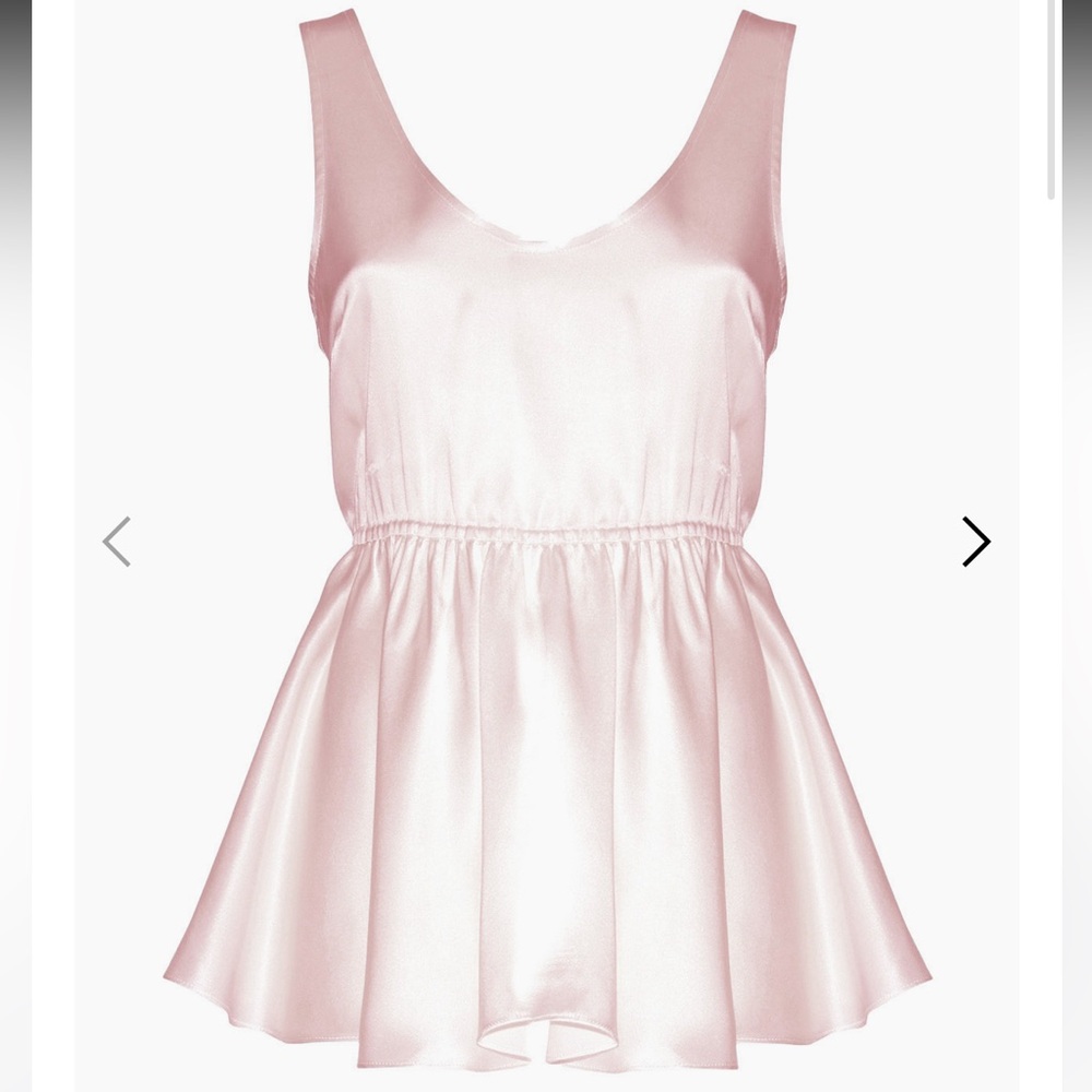 Rosamosario 100% Silk Satin Babydoll Top or Minidress Nude Baby Pink Silk
